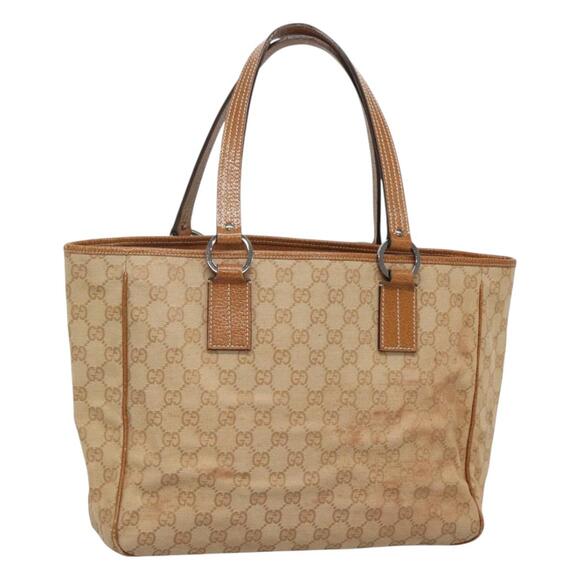 GUCCI GG Canvas Tote Bag Beige Gold - Picture 1 of 16